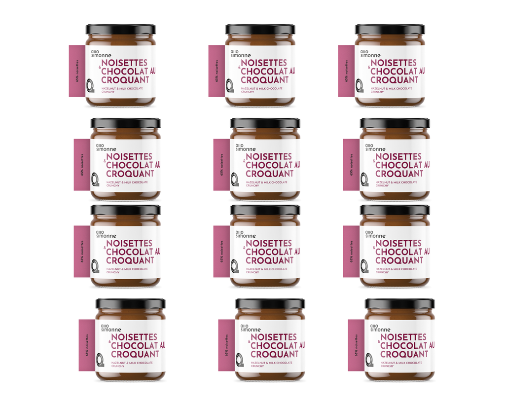 12 pots - Noisettes & Chocolat au Lait - Croquant - 220 g