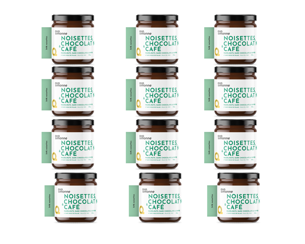 12 pots - Noisettes, Chocolat Noir & Café - 220 g