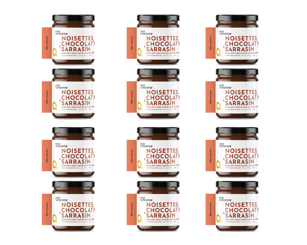 12 pots - Noisettes, Chocolat Noir & Sarrasin - 220 g