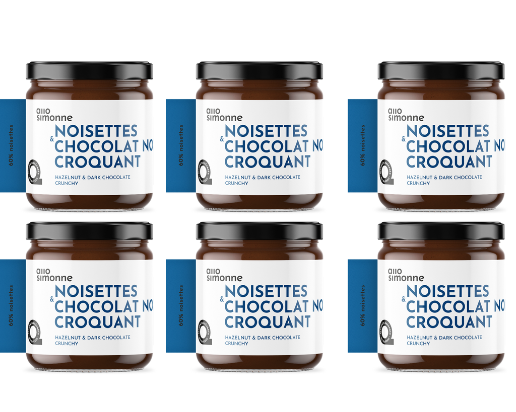6 pots - Noisettes & Chocolat Noir - Croquant - 220 g