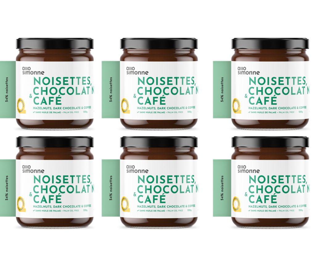6 pots - Noisettes, Chocolat Noir & Café - 220 g