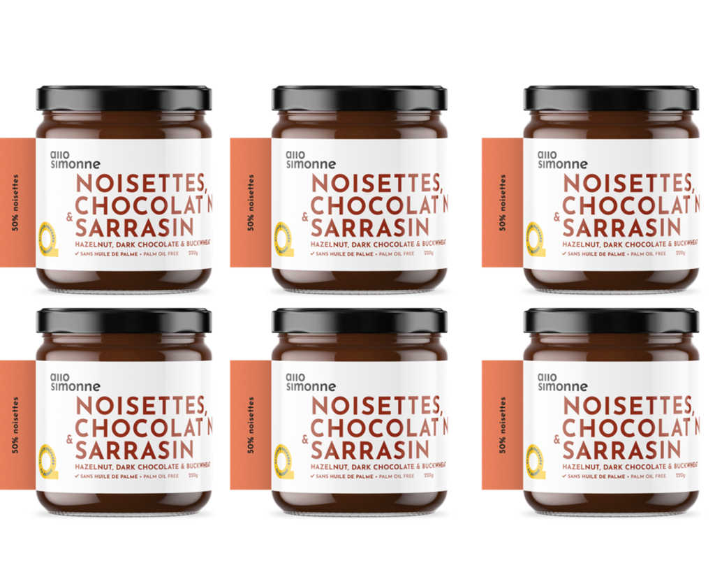 6 pots - Noisettes, Chocolat Noir & Sarrasin - 220 g
