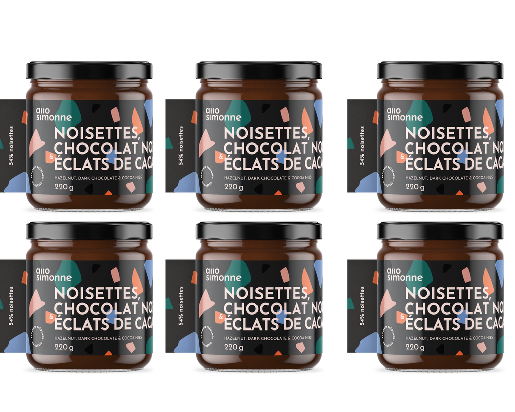 6 pots - Noisettes, Chocolat noir & Éclats de Cacao - 220 g