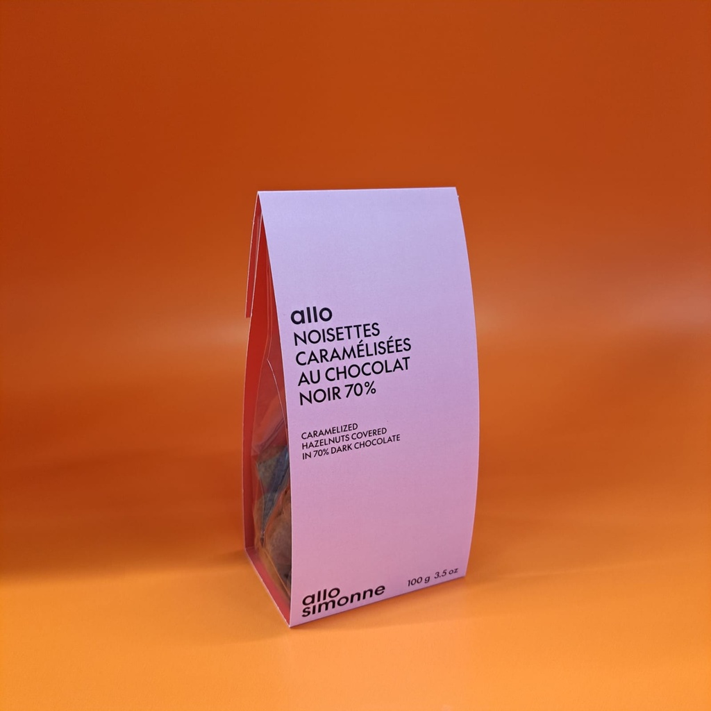 [ASCH04-06] Dragées Noisettes Caramelisées Chocolat Noir - 100 g