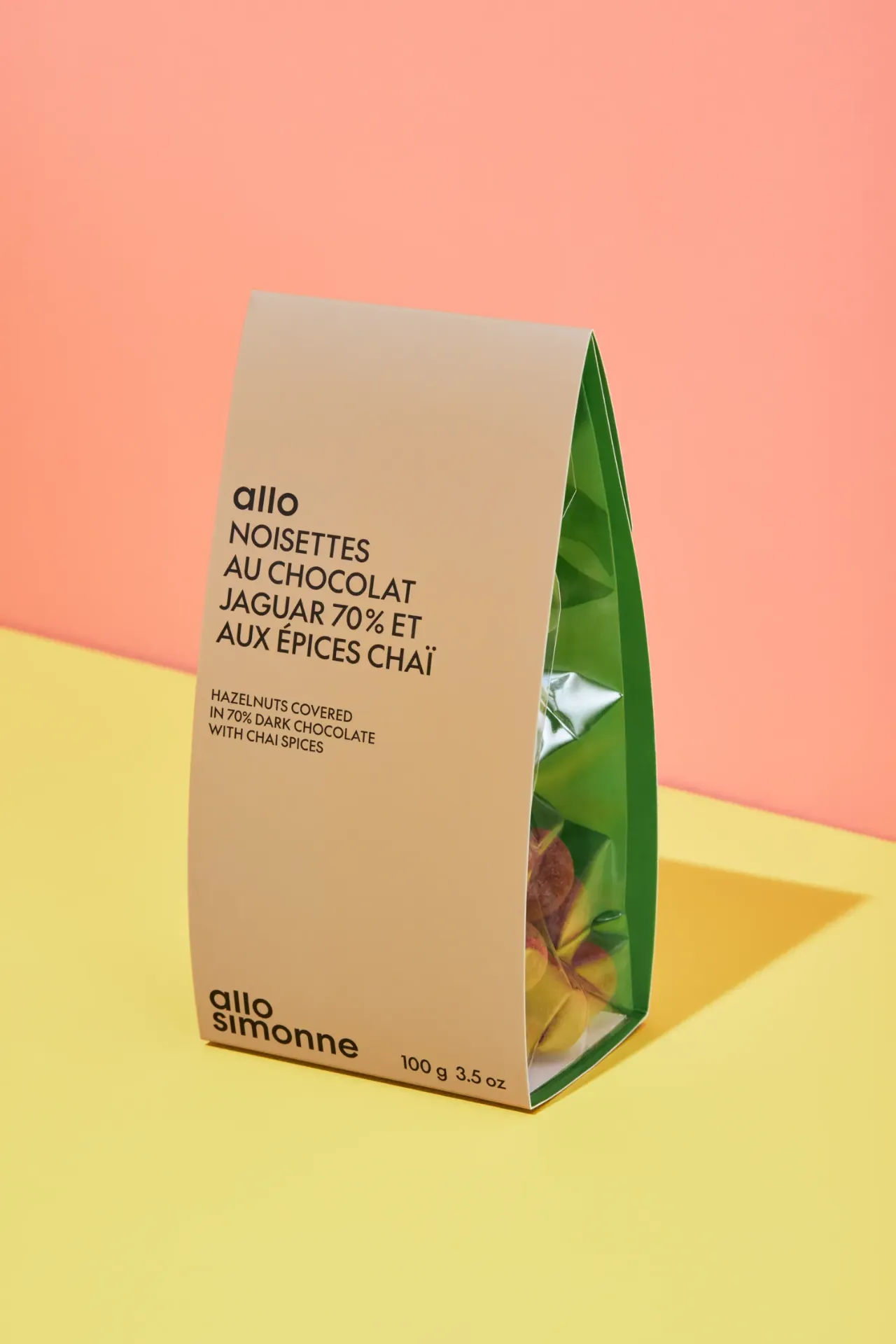 [ASCH04-10] Dragées Noisettes Chocolat Jaguar Épices Chaï - 100 g