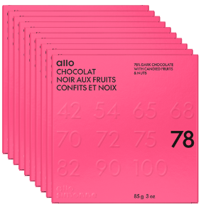 10 unités -Tablette Chocolat Mendiant 78% - 85 g