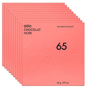 10 unités - Tablette Chocolat Noir 65% - 56 g